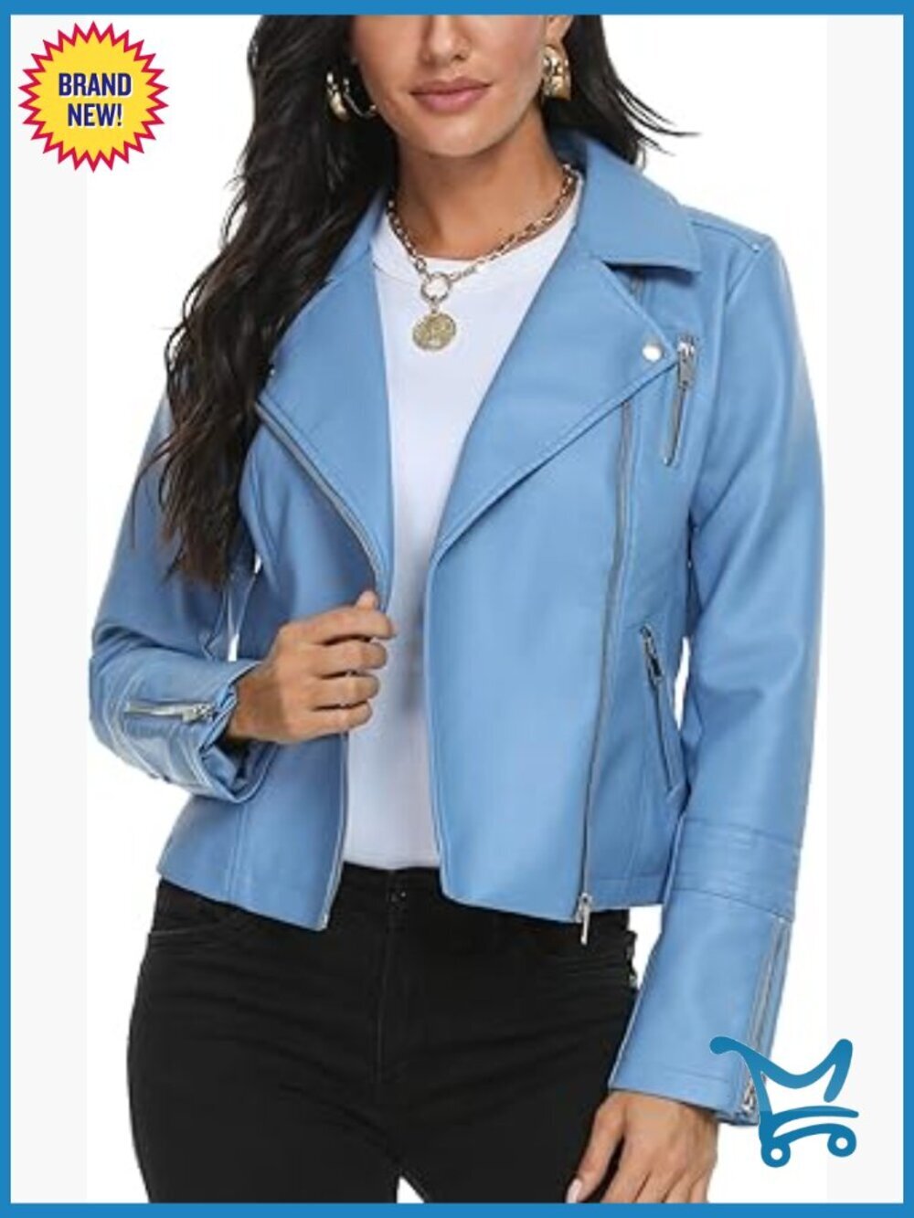 Faux Leather Moto Biker Jacket Vegan Pleasure Coat Women